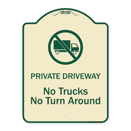 Signmission Designer Series-Private Driveway. No Trucks No Turnaround, 24" x 18", TG-1824-9779 A-DES-TG-1824-9779